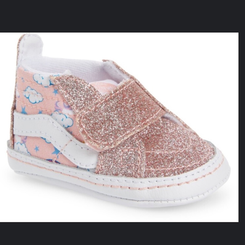 Baby Pink Sparkly Unicorn Vans 4C